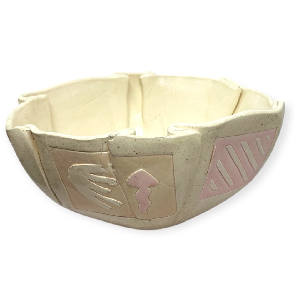 Barbara Demery Signed 1986 Postmodern Southwestern Pottery Bowl + Wall Platter - Picture 8 of 12